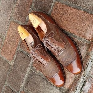 Florsheim Vintage Brown Leather/Textile Oxfords 9.5 A